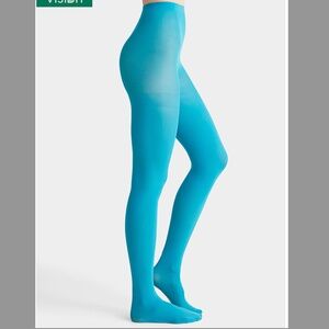 Turquoise blue semi-opaque 50 denier built-in support tights NWT
